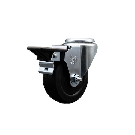 Service Caster 3.5'' Soft Rubber Wheel Swivel Bolt Hole Caster with Posi Lock Brake SCC-BH20S3514-SRS-PLB